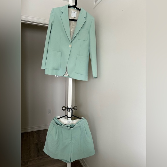 Sandro Jackets & Blazers - Sandro Light Green Blazer and Skirt Ensemble